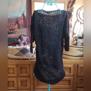 Mesh/ lace geometric patterned top/ cover up.